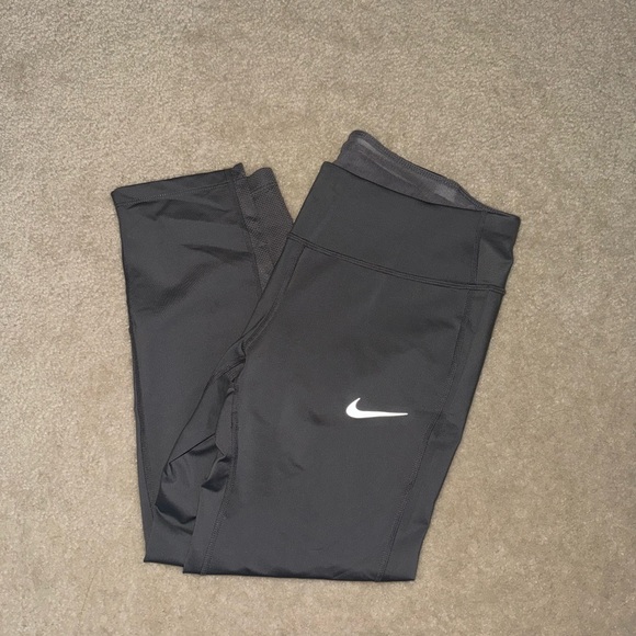 Nike Women’s Charcoal Leggings with White Logo - Picture 2 of 3